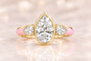 Three-Stone Pink Enamel Pear Ring