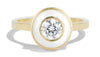 Senna Diamond Halo Ring with White Enamel